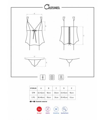 Obsessive - Charmea Corset & Thong, Black