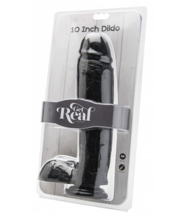 Get Real - 10 Inch Dildo with Balls, Svart