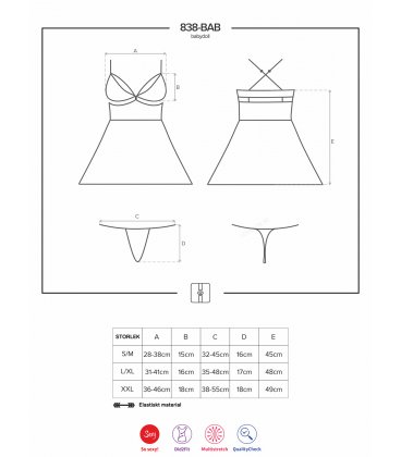 Obsessive - 838 Babydoll & Thong, Red