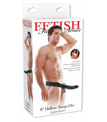 8 Inch Hollow Strap-On, Black