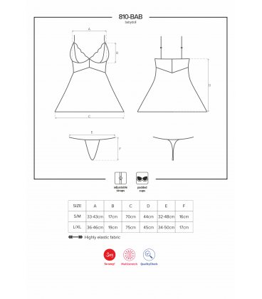 Obsessive - 810 Babydoll & Thong, Black