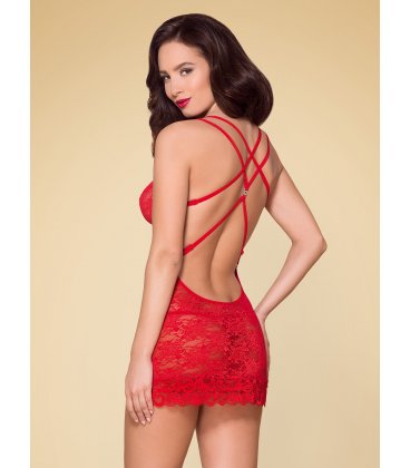Obsessive - 860 Chemise & Thong, Red
