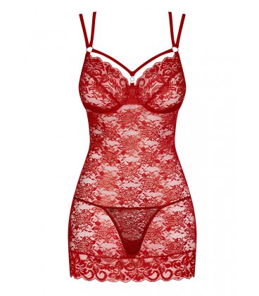 Obsessive - 860 Chemise & Thong, Red
