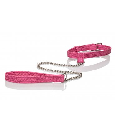 Tickle Me Pink Collar with Leash