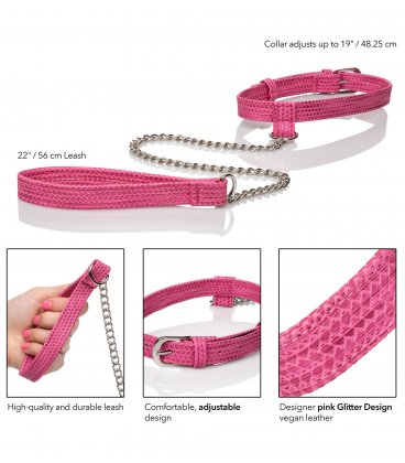 Tickle Me Pink Collar with Leash