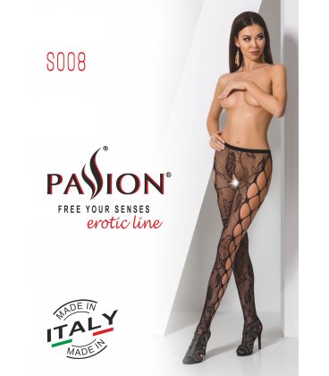 Passion - S008 Garter Stockings, Black