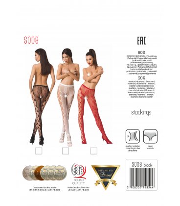 Passion - S008 Garter Stockings, Black