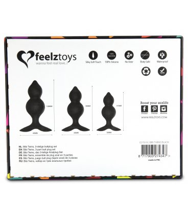 FeelzToys - Bibi Twin Butt Plug Set, Black
