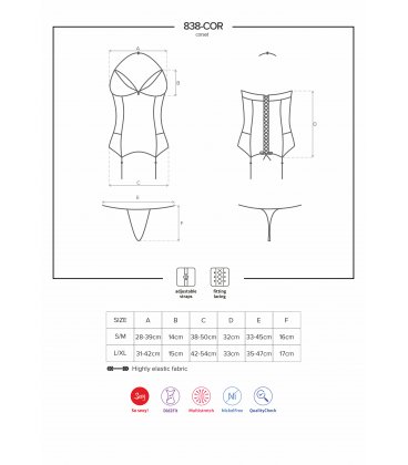 Obsessive - 838 Corset & Thong, Black