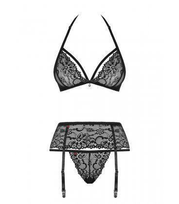 Obsessive - 838 Garter Set, Black