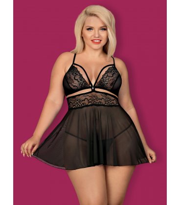 Obsessive - 838 Babydoll & Thong, Black