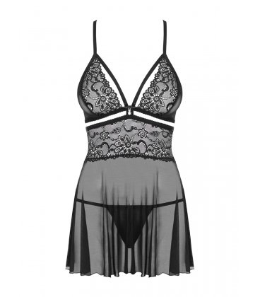 Obsessive - 838 Babydoll & Thong, Black