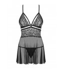 Obsessive - 838 Babydoll & Thong, Black