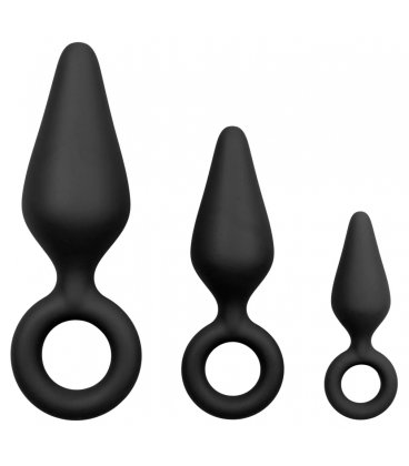 EasyToys - Buttplug Set With Pull Ring, Black