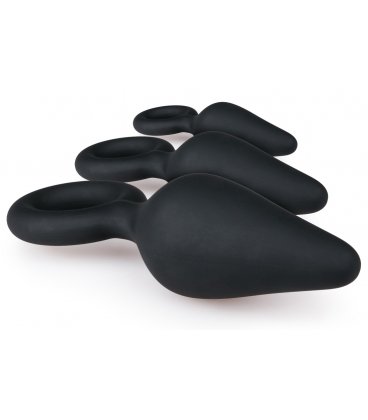 EasyToys - Buttplug Set With Pull Ring, Black