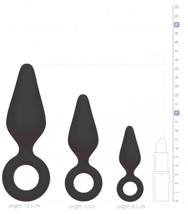 EasyToys - Buttplug Set With Pull Ring, Black