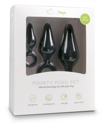 EasyToys - Buttplug Set With Pull Ring, Black
