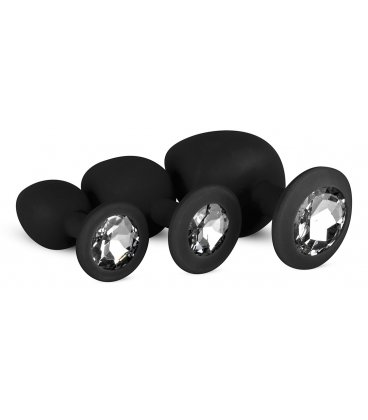 EasyToys - Silicine Buttplug Set With Diamond, Black