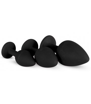 EasyToys - Silicine Buttplug Set With Diamond, Black