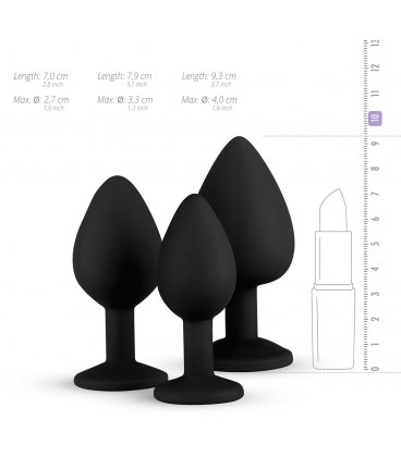 EasyToys - Silicine Buttplug Set With Diamond, Black