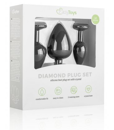 EasyToys - Silicine Buttplug Set With Diamond, Black