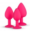 EasyToys - Silicine Buttplug Set With Diamond, Pink