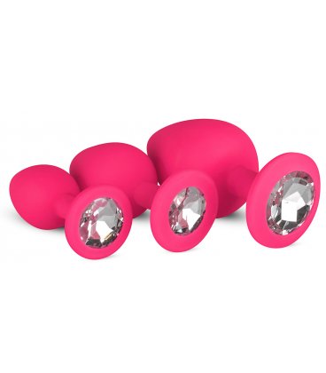 EasyToys - Silicine Buttplug Set With Diamond, Pink