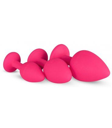 EasyToys - Silicine Buttplug Set With Diamond, Pink