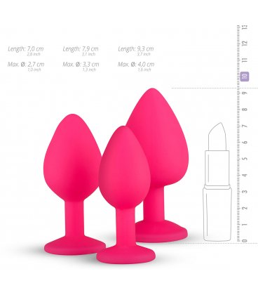 EasyToys - Silicine Buttplug Set With Diamond, Pink
