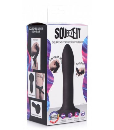 Squeeze-It - Flexible Silicone Dildo, Black