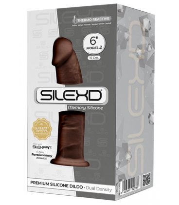 SILEXD - Premium Silicone Dildo, 6", Brown