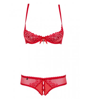 Obsessive - Alabastra Set & Crotchless Thong, Red