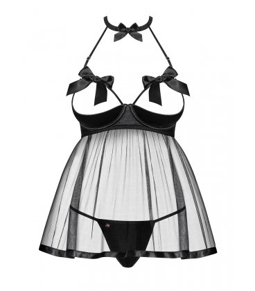 Obsessive - Delishya Half-Cup Babydoll & Thong, Black