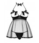 Obsessive - Delishya Half-Cup Babydoll & Thong, Black