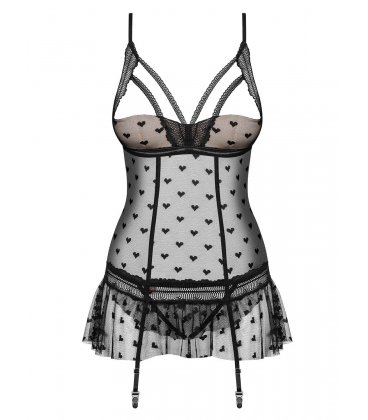 Obsessive - Heartia Half-Cups Corset & Crotchless Thong