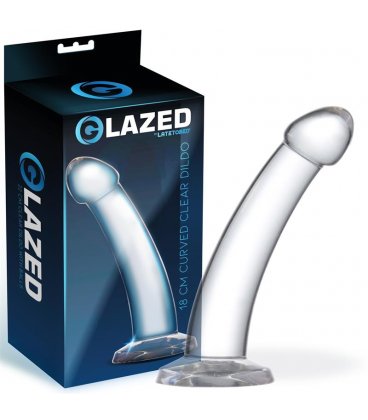 Glazed Curved Clear Dildo, 18cm