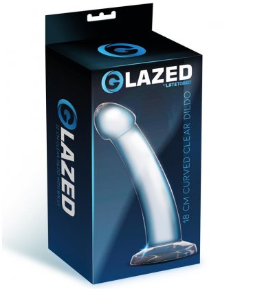 Glazed Curved Clear Dildo, 18cm