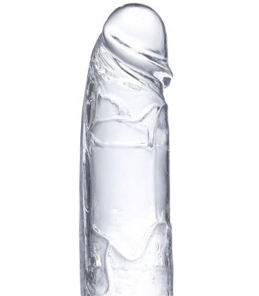 Glazed Clear Dildo with Balls, 22cm