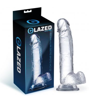 Glazed Clear Dildo with Balls, 22cm