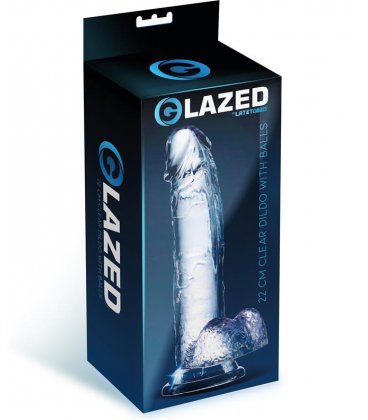 Glazed Clear Dildo with Balls, 22cm