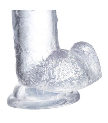 Glazed Clear Dildo with Balls, 15,5cm