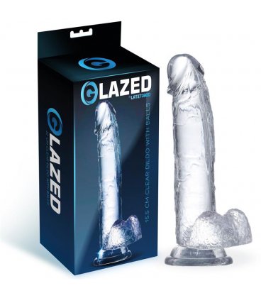 Glazed Clear Dildo with Balls, 15,5cm