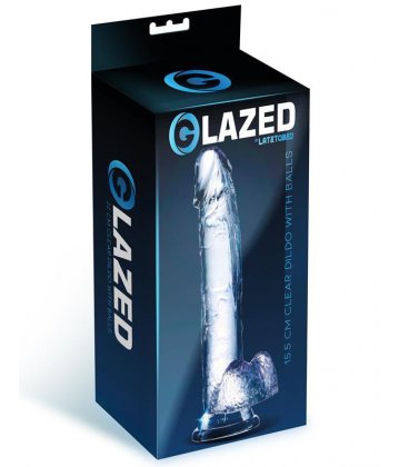 Glazed Clear Dildo with Balls, 15,5cm