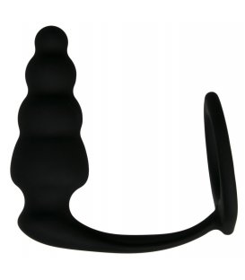 Pleasing Plug, Cock Ring with Beaded Plug