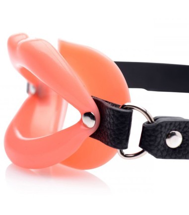 Rosa gagball i form av läppar, Sissy Mouth Gag