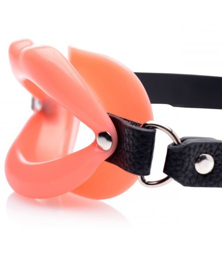 Rosa gagball i form av läppar, Sissy Mouth Gag