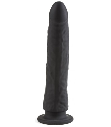 Dildo E11 - Black, lätt ådring dong i silikon
