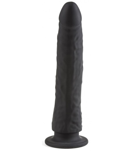 Dildo E11 - Black, lätt ådring dong i silikon