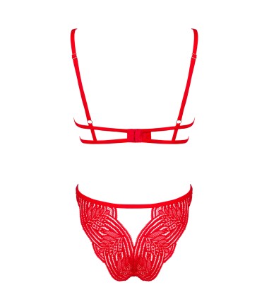 Obsessive - Mellania Underwire Bra & Crotchless Panties, Red