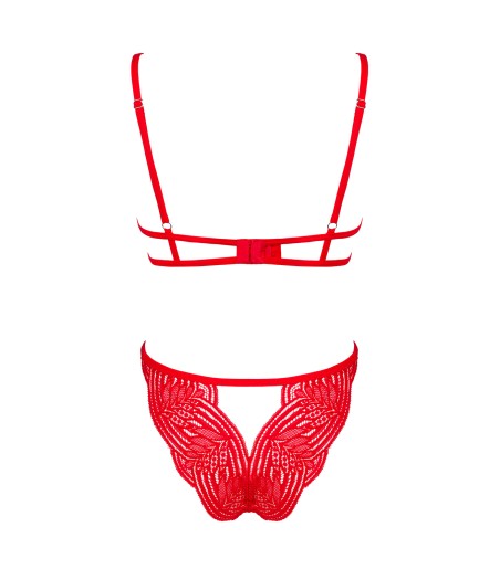 Obsessive - Mellania Underwire Bra & Crotchless Panties, Red